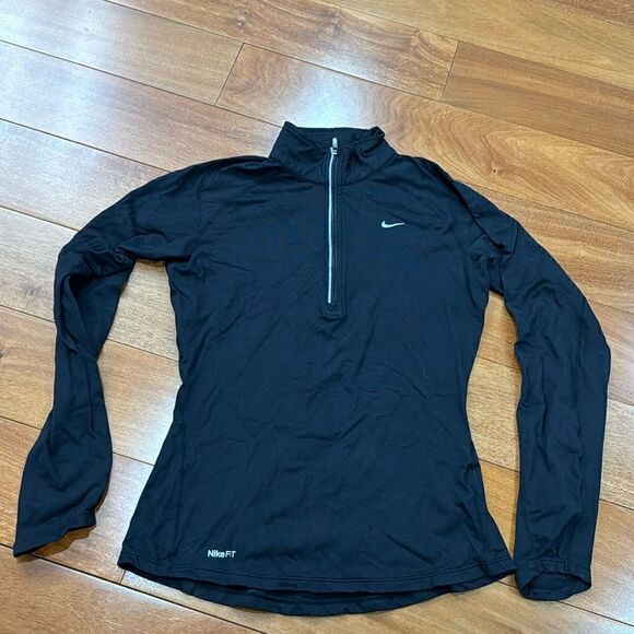 Nike Fit Dry  Half-Zip Long Sleeve Black Running Athletic Top S - Picture 1 of 6